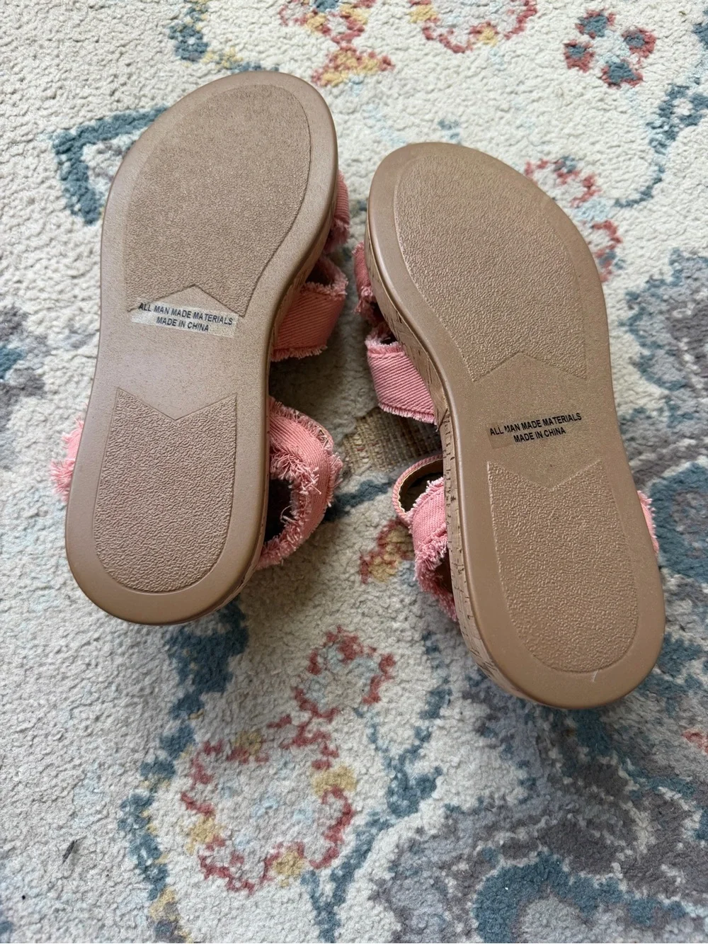 Dolce Vita Kids Coral Pink Frayed Strap Cork Sandals